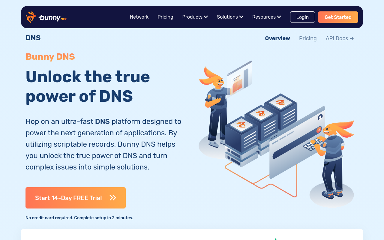 Bunny DNS homepage screenshot