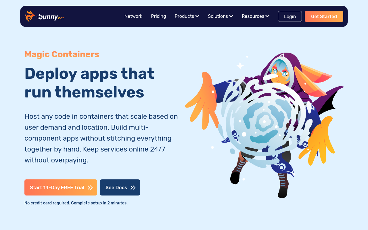 Bunny Magic Containers homepage screenshot