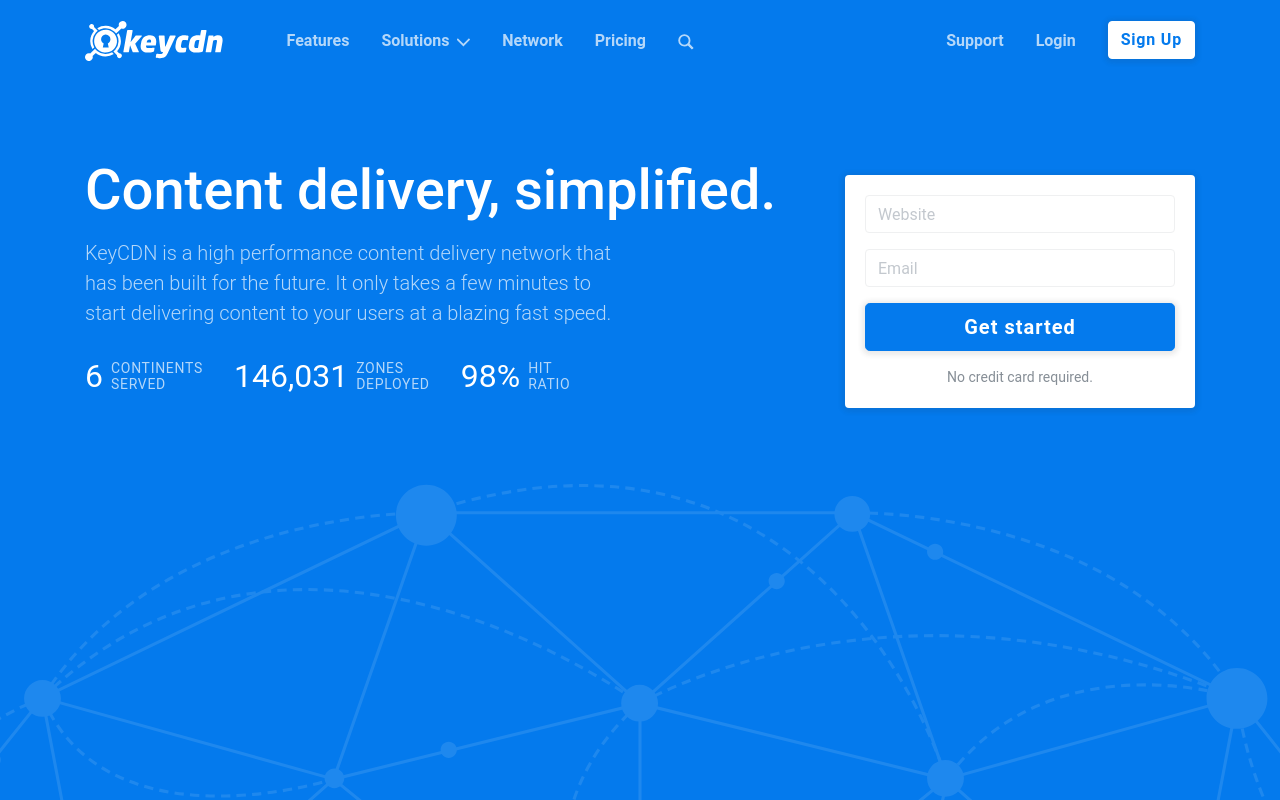 KeyCDN homepage screenshot
