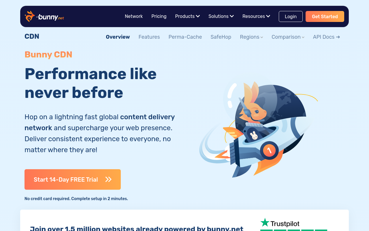 Bunny CDN homepage screenshot