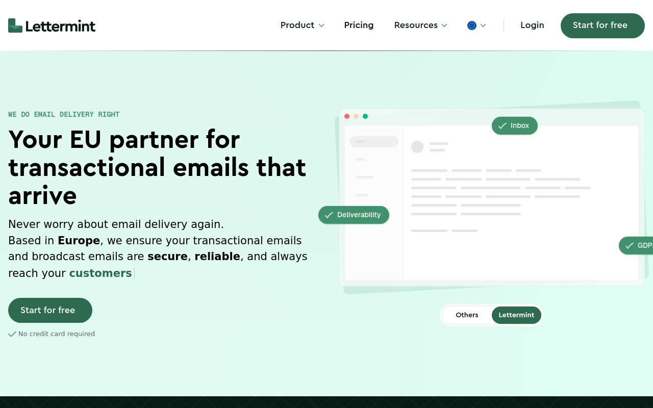 Lettermint homepage screenshot